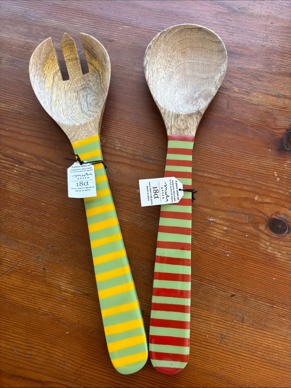 Colorful Wooden Salad Servers by One Hundred 80 Degrees.